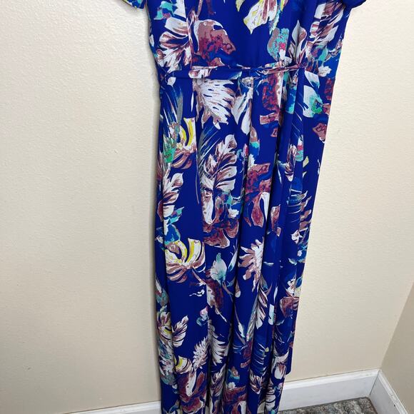 Chris McLaughlin Blue Floral Maxi Wrap Dress 12 - Picture 9 of 12